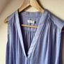 Vince Sleeveless Band-Collar Silk V-Neck Blouse Periwinkle Image 3