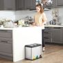 _Kitchen Waste Bin 3-in-1 24 Litre Rubbish Separator Pedal Bin Metal Waste Separation System Heavy Duty Easy Clean Image 2