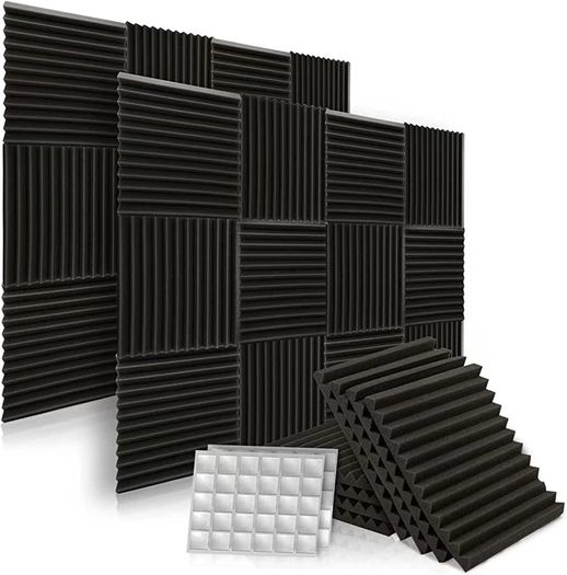 Sound Proofing Panels Orcust 12 Pack Acoustic Foam Panels with 60pcs adhesive Acoustic Panels wedges for Recording (FREE SHIPPING)