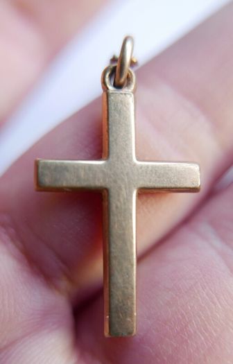 Antique Gold Plated  Cross Pendant Chain Necklace (antique chain clasp) length 17" - 4,7g