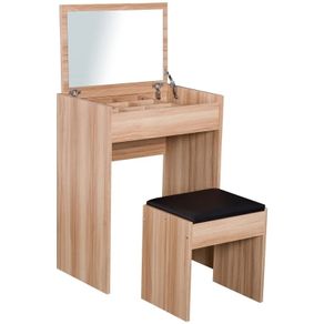 Dressing Table Set with Mirror & Stool-Wood Grain Colour (FREE POSTAGE)
