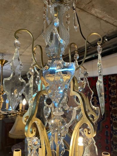 Crystal and Brass Large French Style Chandelier.