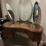 Vintage wooden dressing table with triple mirror Image 2