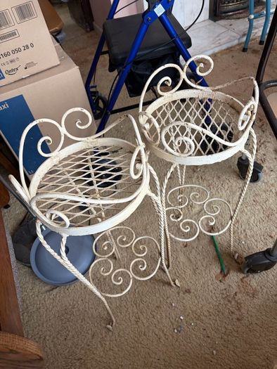 Set of 3 Vintage Wrought Iron Plant Stands / Pot Holders