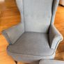 2 x Strandmon Ikea Chairs & Footstool Grey Image 3