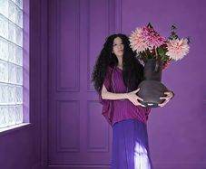 Large vase with beautiful artificial flowers