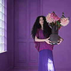 Large vase with beautiful artificial flowers