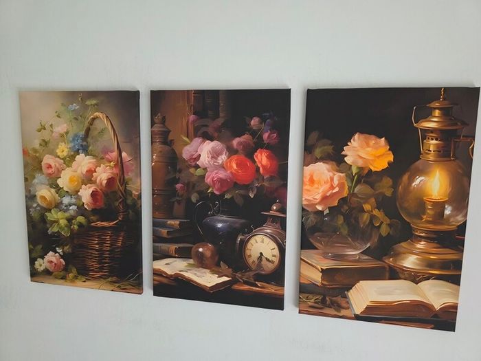 3 framed printed canvas 35x55cm each photo