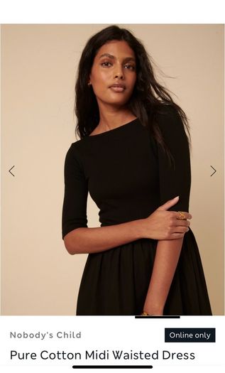 Black Cropped Sleeve A-Line Midi Dress Size UK 14 (Excellent Condition)