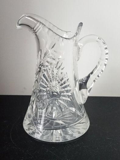 Vintage Crystal Cut Glass Pitcher Jug