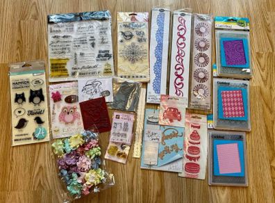 HUGE LOT of Craft Clearout items NEW & Used. Stamps, Die Cutters, Embossing folders, ets.