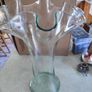 LARGE Vintage Blue/Green Vase With Deep Ruffled Flared Neck Image 6