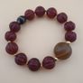 Vintage Melon Shape Carnelian Agate With Monglian Natural Eye Agate Bracelet Image 2
