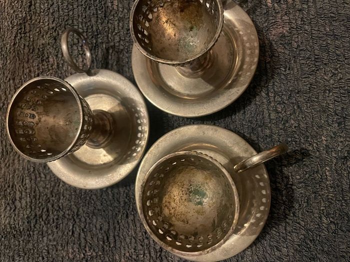 Antique egg cup and stand