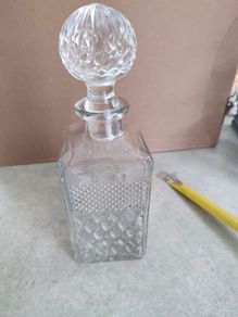 Vintage glass square decanter, vintage barware