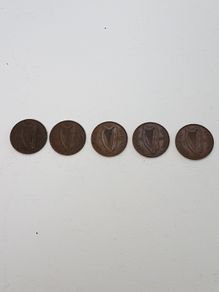 1930's 1d Pingin (Penny) Coins x 5
