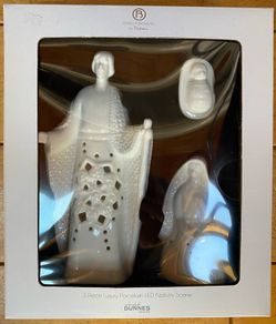 Three piece luxury Porcelain LED Nativity Scene