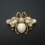 Honey Bee Ivory Pearl Crystal Brooch Pin Image 3
