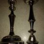 Set of tow silver plated candle holder.  23.5 cm. tall Image 4