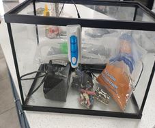 Fish tank with filter.