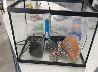Fish tank with filter.