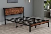 Double Bed Frame with Storage Headboard,Brown