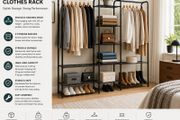 Industrial Open Wardrobe Clothes Rack 121kg with 9 Shelves
