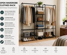 Industrial Open Wardrobe Clothes Rack 121kg with 9 Shelves