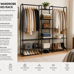 Industrial Open Wardrobe Clothes Rack 121kg with 9 Shelves
