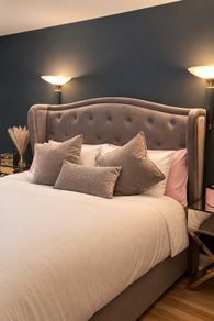 Grey Velvet King Size Wingback Bed Frame