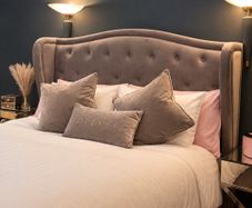 Grey Velvet King Size Wingback Bed Frame