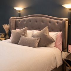 Grey Velvet King Size Wingback Bed Frame