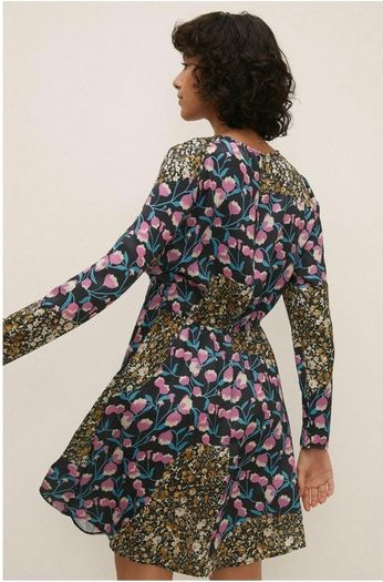 Oasis Asymmetric Floral Print Satin Skater  X2