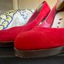 Red Suede Leather High Heels Image 4