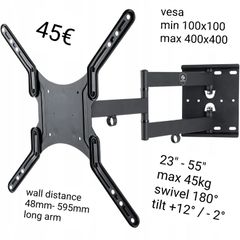 TV Wall Mount Bracket Tilt Swivel Extra Long Arm 23-55"
