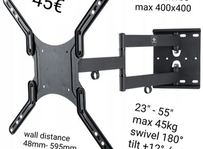 TV Wall Mount Bracket Tilt Swivel Extra Long Arm 23-55"