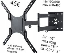 TV Wall Mount Bracket Tilt Swivel Extra Long Arm 23-55"
