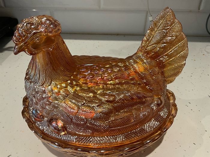 Carnival Glass Egg Holder