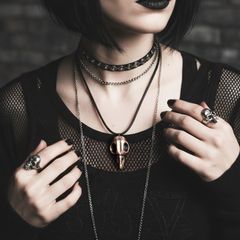 Handmade Ceramic Crow Skull Necklace
