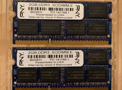 PNY B0QEH DDR3 laptop RAM (Mac-compatible 4 GB dual channel kit)