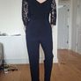Monsoon Navy Estella Lace Detail Jumpsuit (With Pockets!) Image 3