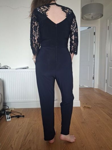 Monsoon Navy Estella Lace Detail Jumpsuit (With Pockets!)