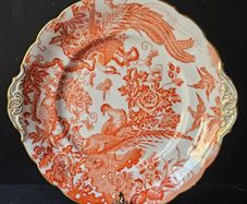 Royal Crown Derby "Red Aves " Handled Cake Plate