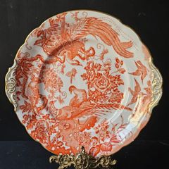 Royal Crown Derby "Red Aves " Handled Cake Plate