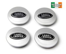 x4 LAND ROVER 63mm Silver/Black Hub Cover Center Wheel Caps