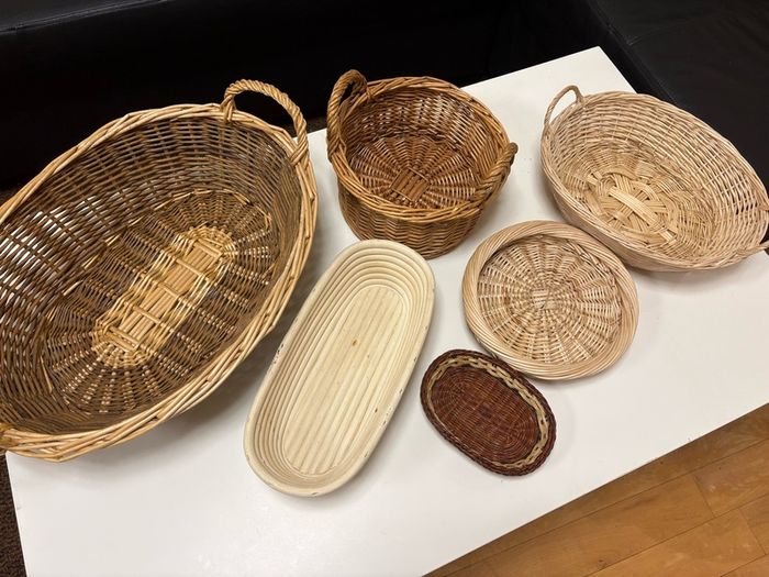 collection of various wicker baskets
