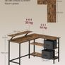 L-Shaped Corner Desk with Storage Drawers & Monitor Shelf  Vintage Brown Image 6