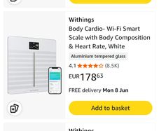 Withings Body Cardio- Wi-Fi Smart Scale with Body Composition & Heart Rate Weight Scale