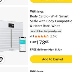 Withings Body Cardio- Wi-Fi Smart Scale with Body Composition & Heart Rate Weight Scale