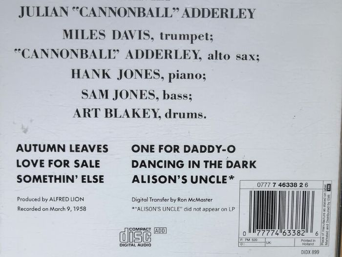 Cannonball Adderley - Somethin' Else CD